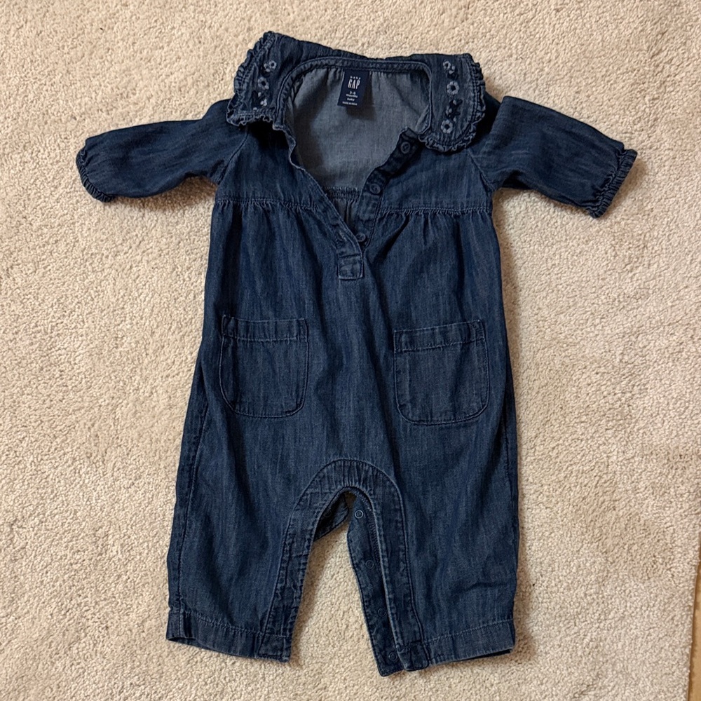 GAP Dark Blue Denim Baby Romper